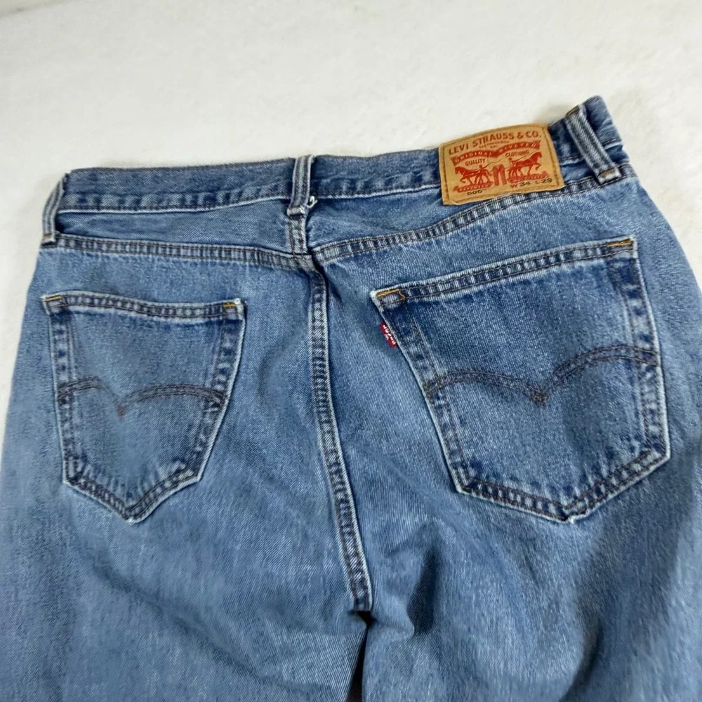 Levis 505 Regular Fit Straight Leg Blue Denim Jeans Mens 34x29 Medium Wash